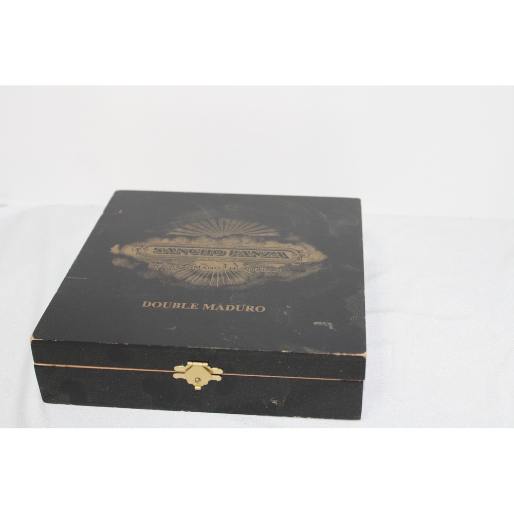 Sancho Panza Double Maduro Cervantes Empty Wooden Cigar Box Black Gold Honduras
